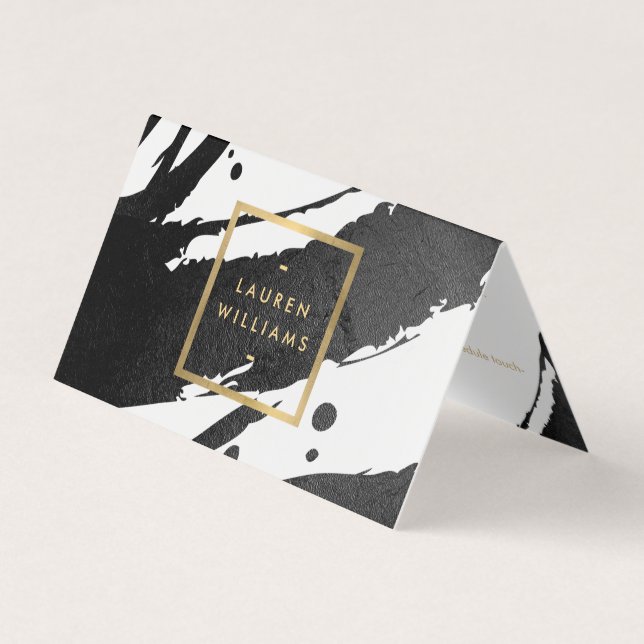 Cartão De Visita Pincéis de Tinta Preta abstrato (Frente)