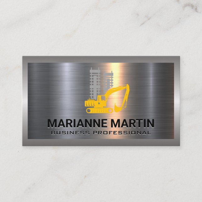 Cartão De Visita Pincel de alumínio metálico | Veículo de construçã (Frente)