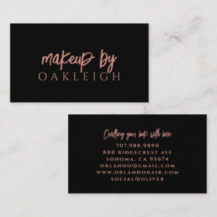 Cartão De Visita Pincel de Artista de Maquiagem Minimalista Script