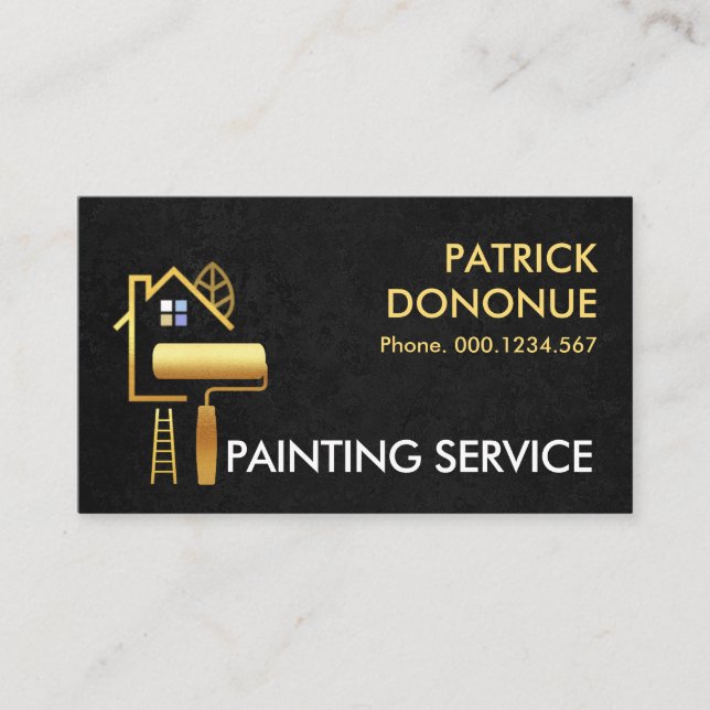 Cartão De Visita Pincel De Edifício Dourado Sobre Textura De Grunge (Frente)