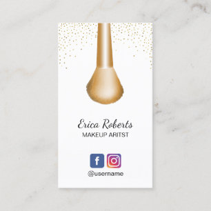 Cartão De Visita Pincel de maquiagem Dourada da beleza do artista