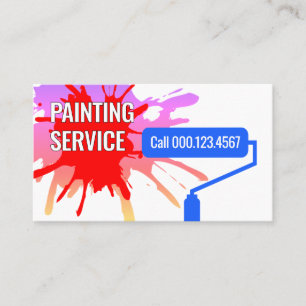 Cartão De Visita Pincel de Rolo Pintura Salpico de Tinta