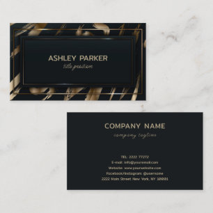 Cartão De Visita Pincel Dourado Retângulo Preto