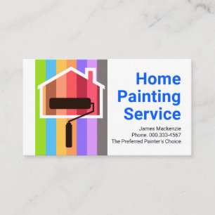 Cartão De Visita Pincel Pintura Casa Colorida Tinta