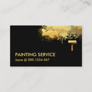 Cartão De Visita Pincel pintura Dourada Splatter