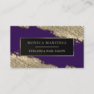 Cartão De Visita Pincel roxo e ouro elegante