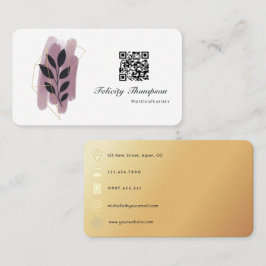 Cartão De Visita Pinceladas Douradas e Douradas Rosadas Código QR