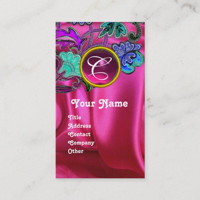 CARTÃO DE VISITA PINCO FLORÍVEL FUCHSIA PINCO, PALHÃO, MONOGRAMA GE (Frente)