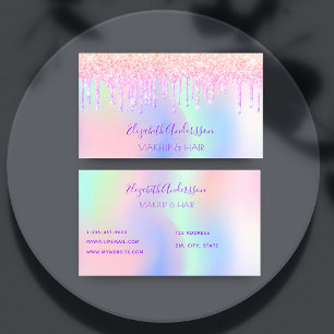 Cartão De Visita Pingos cor-de-rosa holográficos pingos pelo de maq