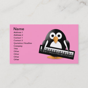 Cartão De Visita Pinguim com teclado de piano