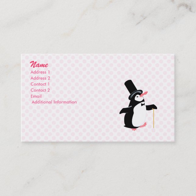 Cartão De Visita Pinguim do Peridot (Frente)