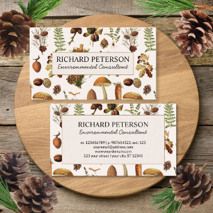 Cartão De Visita Pinhas Antigos, Folhas, Floresta de Outono de Cogu