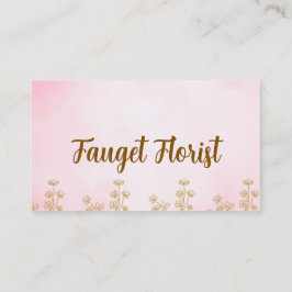 Cartão De Visita pink and gold cute watercolor floral business card
