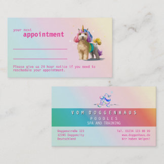 Cartão De Visita Pink and Rose Poodle Appointment Reminder Busines