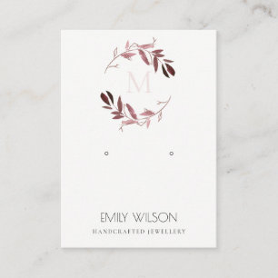 CARTÃO DE VISITA PINK BLUSH FOLIAGE MONOGRAM EARRING LOGO DE EXIBI