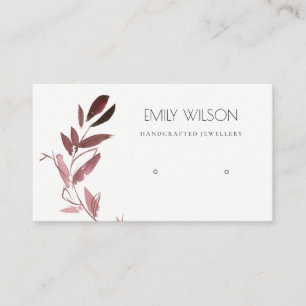 CARTÃO DE VISITA PINK BLUSH FOLIAGE WATERCOLOR EARRY LOGO DE EXIBIÇ