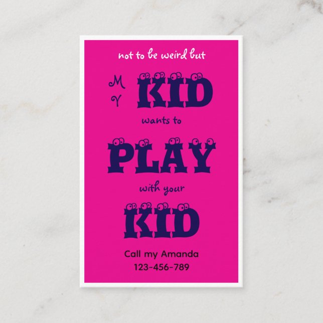 Cartão De Visita Pink Business Kid's Playdate Card (Frente)