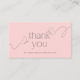 Cartão De Visita Pink Butterfly Thank You Card Small Business