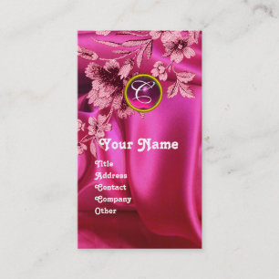 CARTÃO DE VISITA PINK CARNAÇÕES DE FUCHSIA PALHEIRA, GEM MONOGRAMA