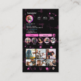 Cartão De Visita Pink de Lista de Cabelos do Instagram | Código QR