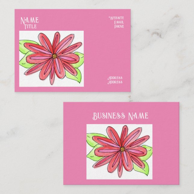 Cartão De Visita Pink Flower Business Cards (Frente/Verso)