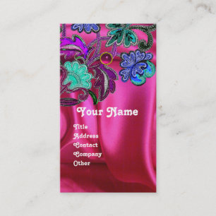 CARTÃO DE VISITA PINK FUCHSIA SACO FLORAL, MONOGRAMA GEM