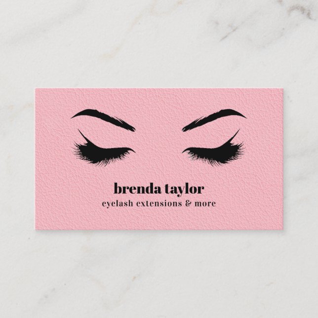 Cartão De Visita PINK LEATHER Chic Eyelash Browbar profissional (Frente)