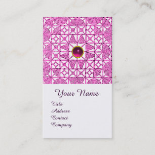 CARTÃO DE VISITA PINK LILAC GEOMETRIC LACE GEMSTONE MONOGRAMA