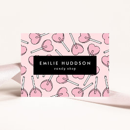 Cartão De Visita Pink Lollipops, Heart Lollipops, Lolly, Candy Shop