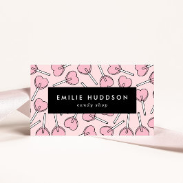 Cartão De Visita Pink Lollipops, Heart Lollipops, Lolly, Candy Shop