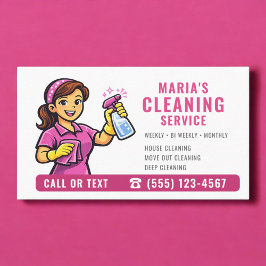 Cartão De Visita Pink Maid House Cleaning Service