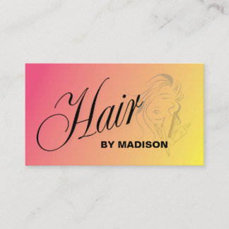 Cartão De Visita Pink Orange Hair Stylist QR Code  Business Card