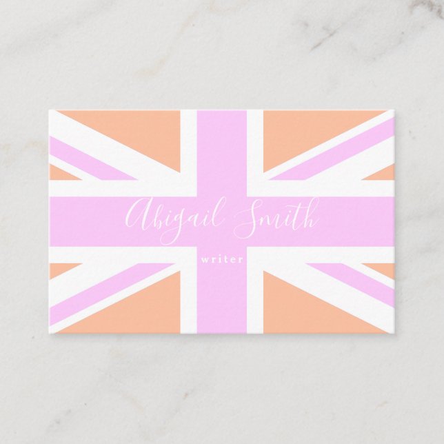 Cartão De Visita Pink & Orange United Kingdom Flag / Union Jack (Frente)