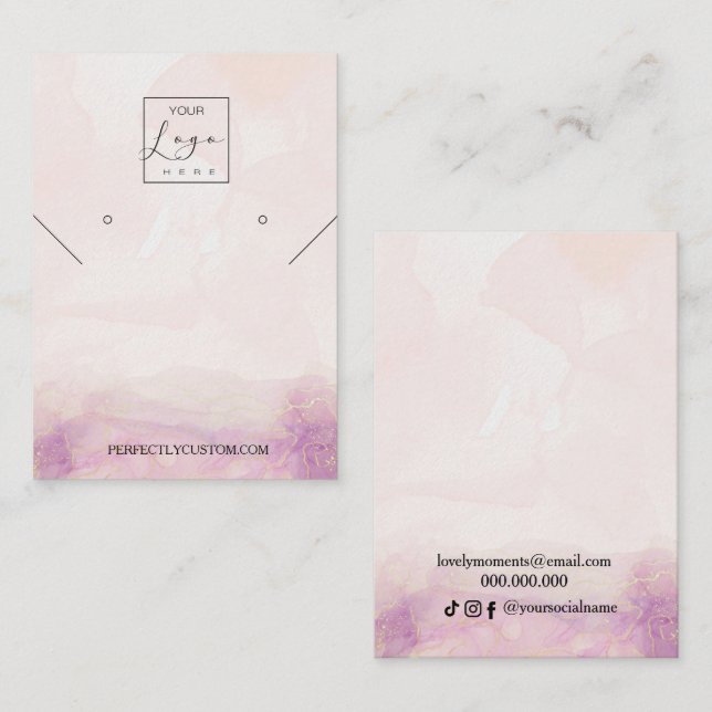 Cartão De Visita Pink Peony Flower colace earring mostra Busi (Frente/Verso)