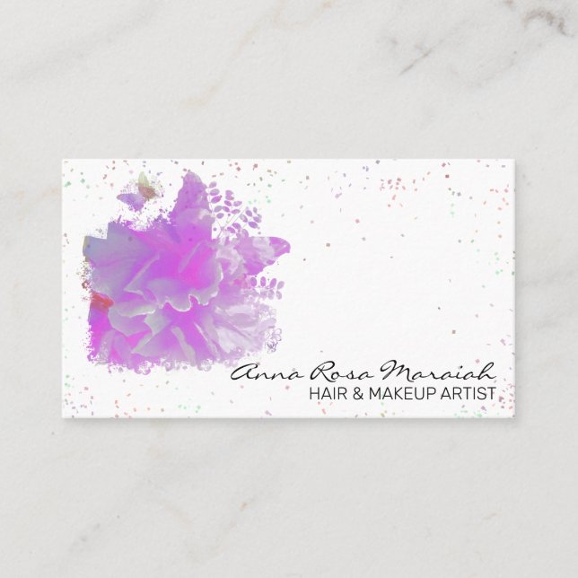 Cartão De Visita *~* Pink Peony Original Pintura Borboleta de Arte (Frente)