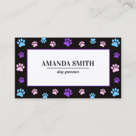 Cartão De Visita Pink Purple Blue Paw Prints Pet  Business Card