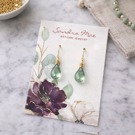Cartão De Visita Pink Purple Floral Gold Jewelry Display Card