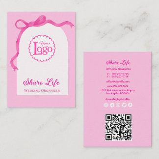 Cartão De Visita Pink Ribbon Gate Wedding Organizer Business Card