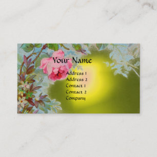 Cartão De Visita PINK ROSES & JASMINAS MONOGRAMA GEM PEDAÇO amarelo