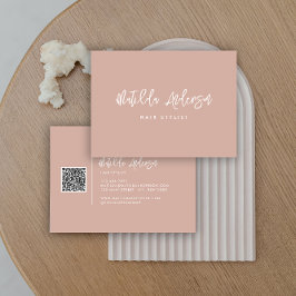 Cartão De Visita Pink terracotta moderno script QR CODE