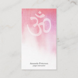 Cartão De Visita Pink Watercolor Om Yoga Instrutor