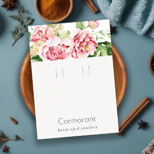 Cartão De Visita Pink Watercolor Peony Floral Loop Hoop Holer