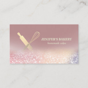 Cartão De Visita Pino rolante de ouro, ouro, uísque, padaria de coz