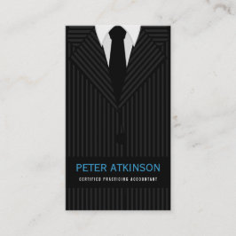 Cartão De Visita Pinstripe de Cinza preto e branco