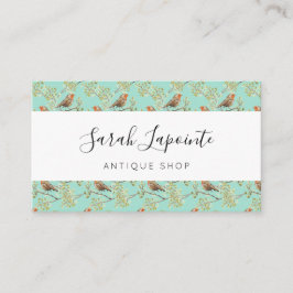 Cartão De Visita Pintage com o padrão europeu Robin Bird