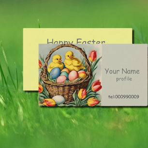 Cartão De Visita Pintinhos de Páscoa Vintage