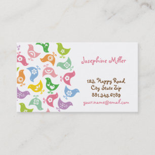 Cartão De Visita Pintinhos Retro-Arco-íris Coloridos Padrão Whimsic