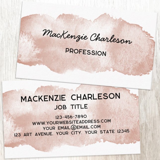 Cartão De Visita Pintor de Aquarela Simples Brushbrak Terracotta (Simple watercolor paint brushstroke custom text business card)