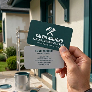 Cartão De Visita Pintor de Casas e Decorador Moderno Teal e Cinza P