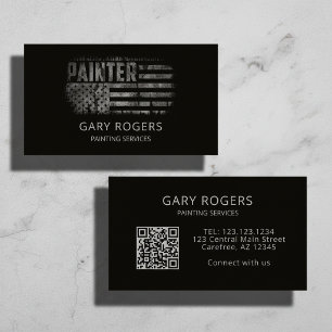 Cartão De Visita Pintor de Código QR Bandeira Americana